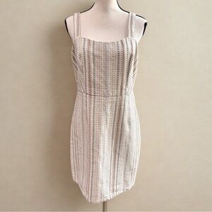 Amour Vert Cream & Beige Striped Dress